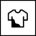 Símbolo de la lavadora con un dibujo de una camiseta con una mancha