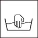 Símbolo de la mano en la lavadora 