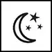 Símbolo de la lavadora con un dibujo de la luna y estrellas